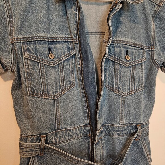 NWOT Abercrombie and Fitch 90s Relaxed Denim Jumpsuit Large Petite - Picture 4 of 8